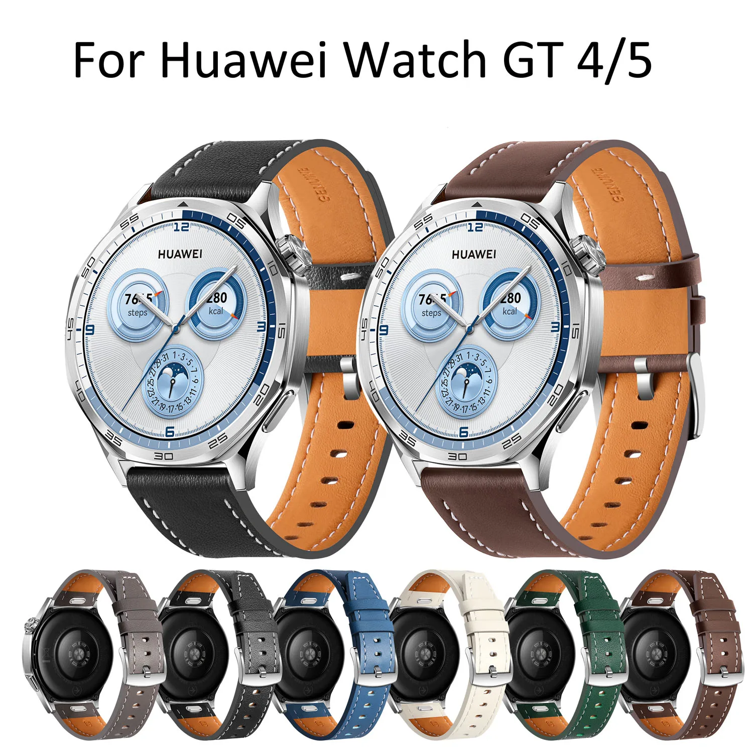 22mm Geniune Leather Strap Watchband for Huawei Watch GT 5 46mm Wrist Strap Quick Release Bracelet for Huawei GT4 46mm Band