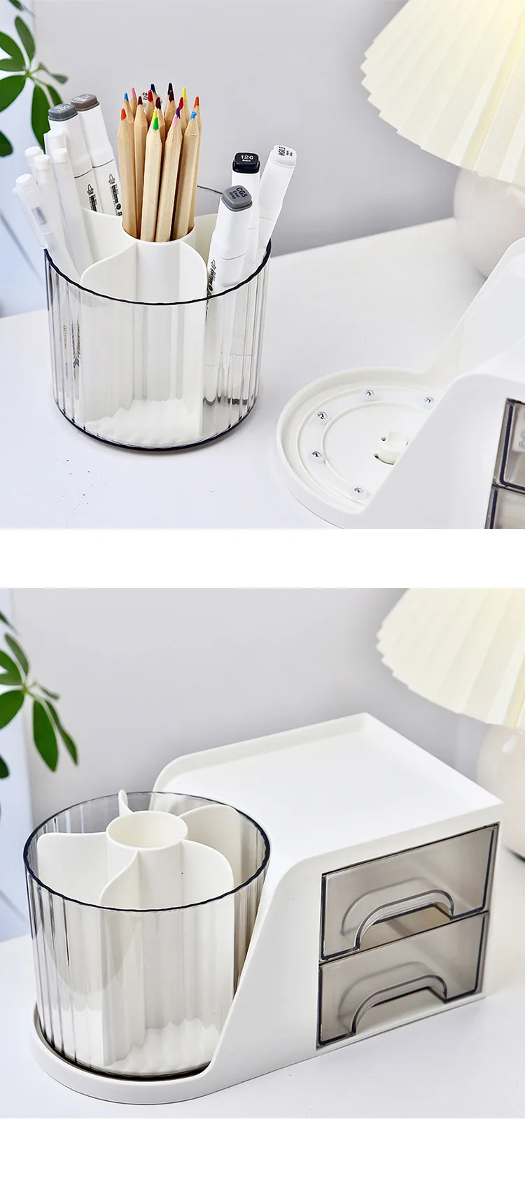 Rotating cosmetic organizer for makeup brushes