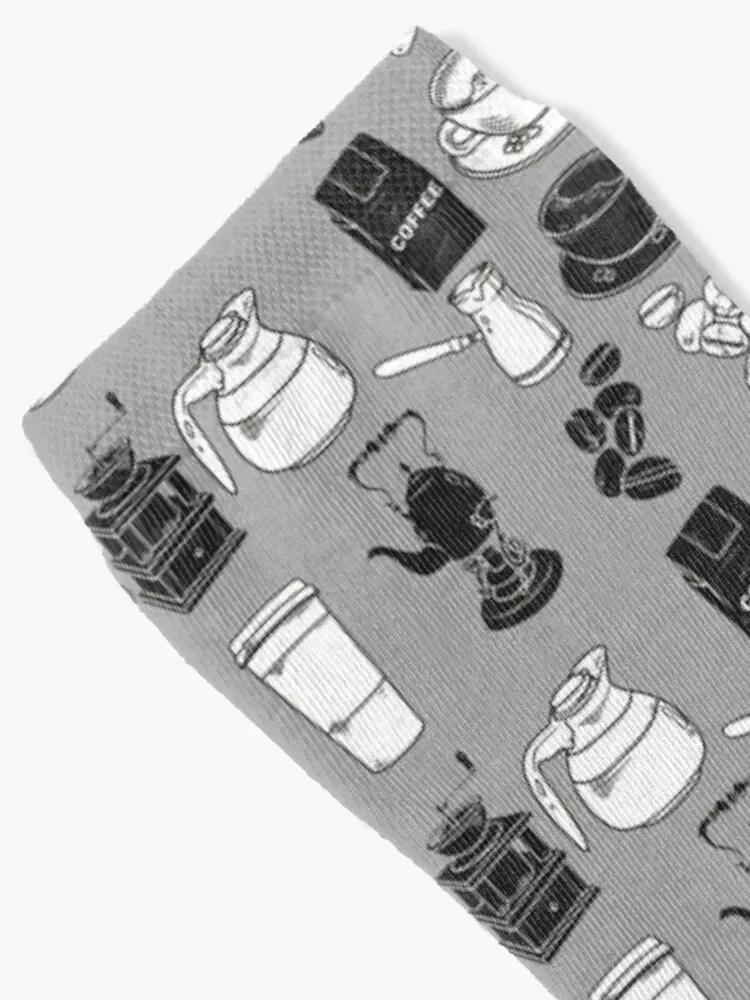 Coffee black and white pattern Socks christmas stocking snow warm winter Run Socks Man Women's