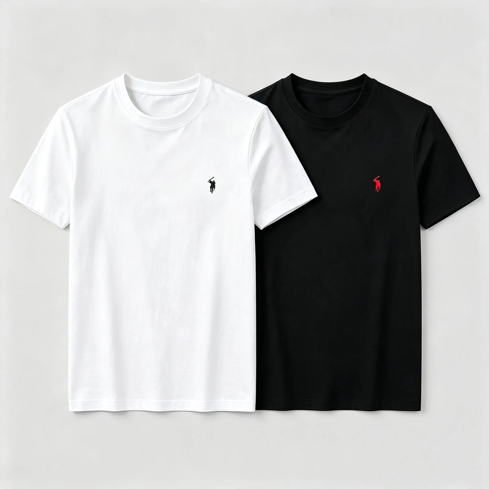 2Pack Men's 100_ Pure Cotton Crew Neck Short Sleeve T-Shirt, 2026 Summer Fashion Pony Embroidery Casual Sports Tops,2 Pieces Set