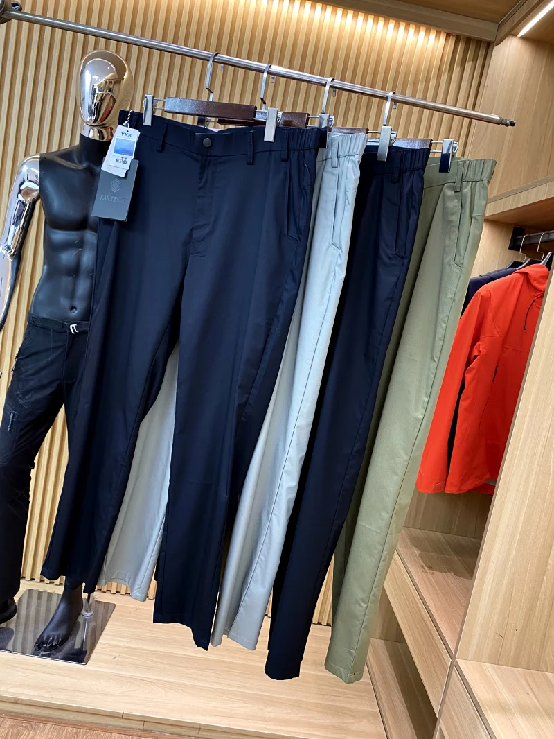 

High Quali Breathable Men's Busin Commuter Straight Leg Casual Pants Elastic Waist Summer Lightweight Faion Urban Sle