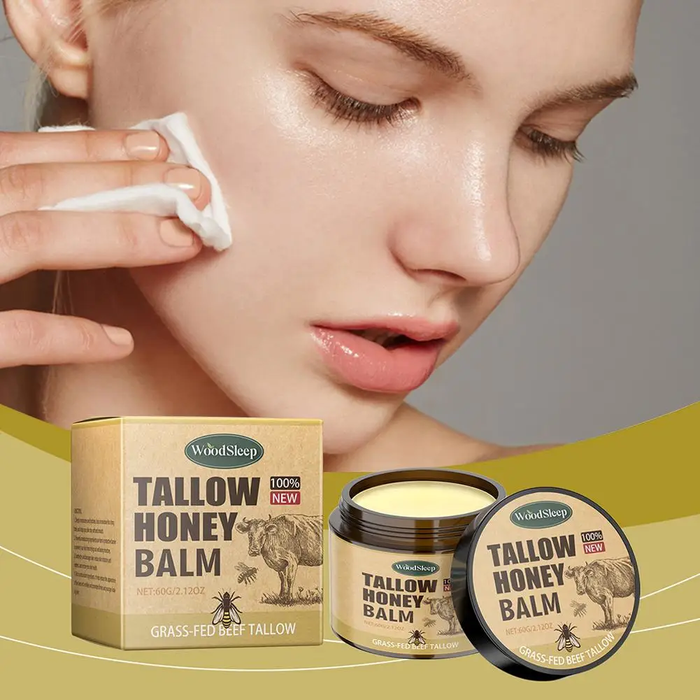 60g Tallow Balm Tallow Honey Facial Moisturizer Natural Hydrating Skin Cream Organic Nourishing Balm Honey For Gentle Skin T7W3