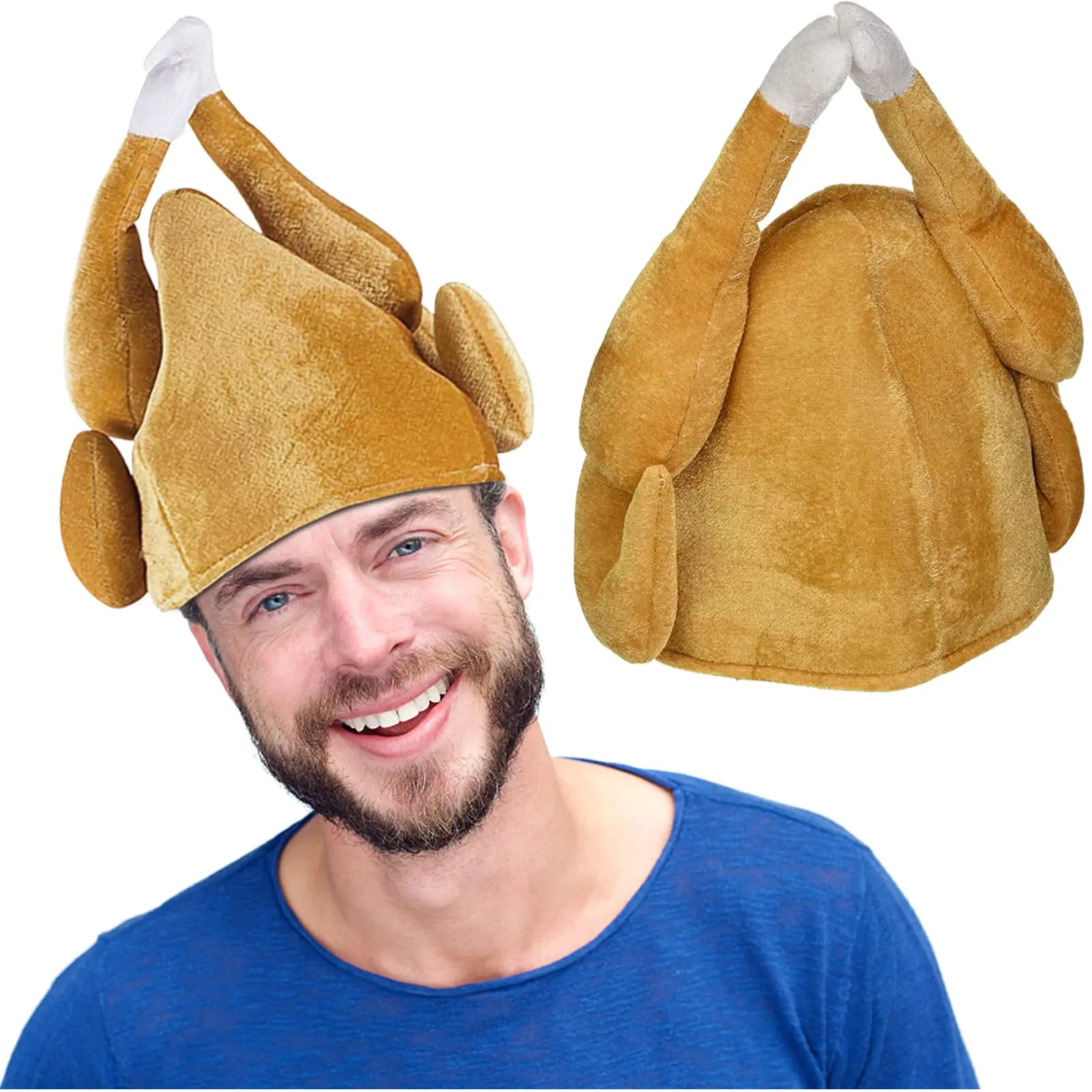 

Thanksgiving Plush Turkey Hat Roasted Turkey Hats for Adult Party Hats for Thanksgiving Day & Birthday & Holiday Theme Parties