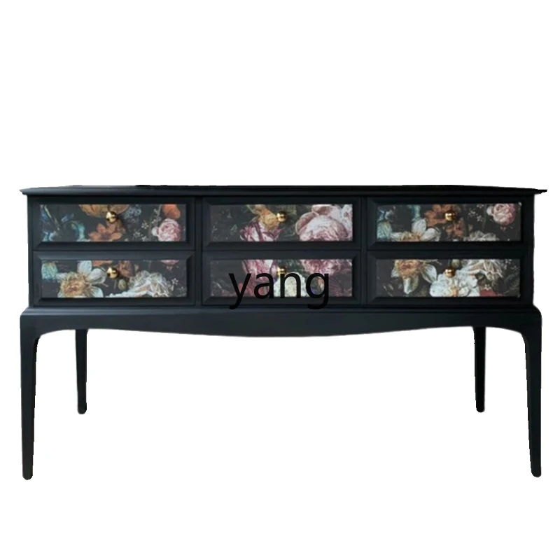 

LHH retro hand-painted decorative cabinet household entrance solid wood bucket cabinet