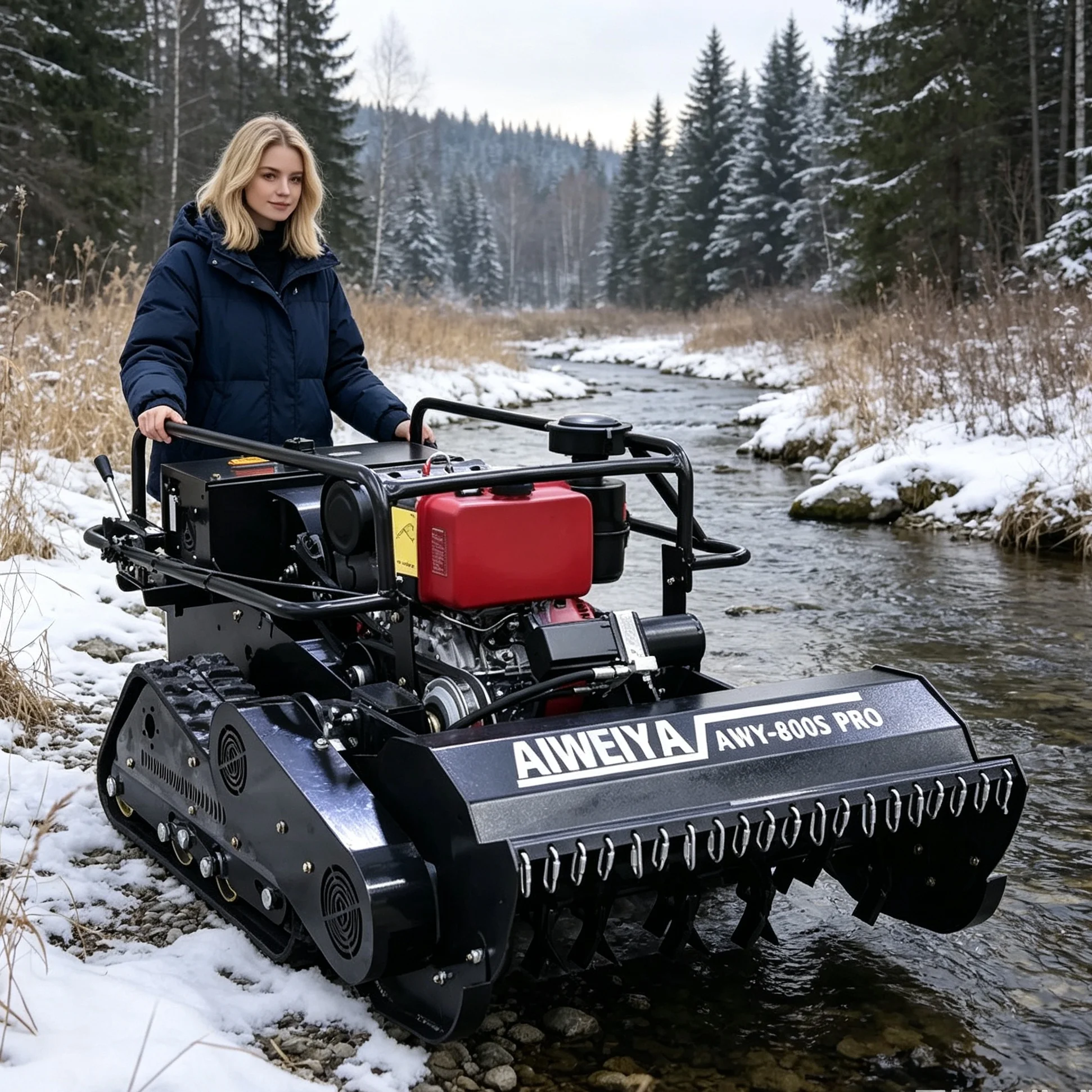 Customized Self Propelled Remote Control 800Spro Crawler Mulcher, Black Diesel 4‑Stroke Engine Brush Cutter for Garden & Pasture