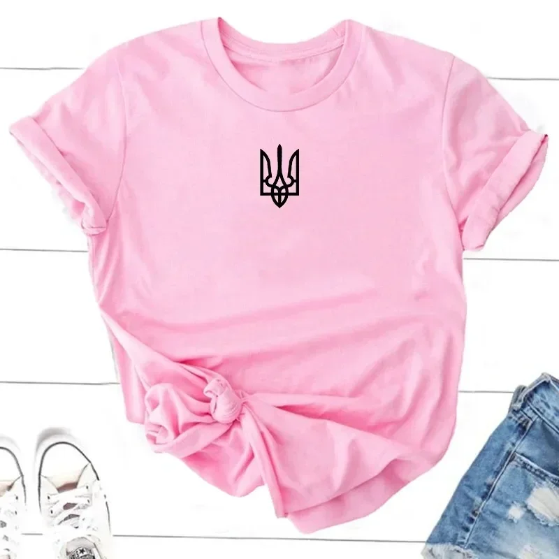 Ukraine Trident Army  Women T-Shirt Ukrainian Patriotic Graphic Printed  Tees Short Sleeves Pure Cotton Tops Casual Streetwear