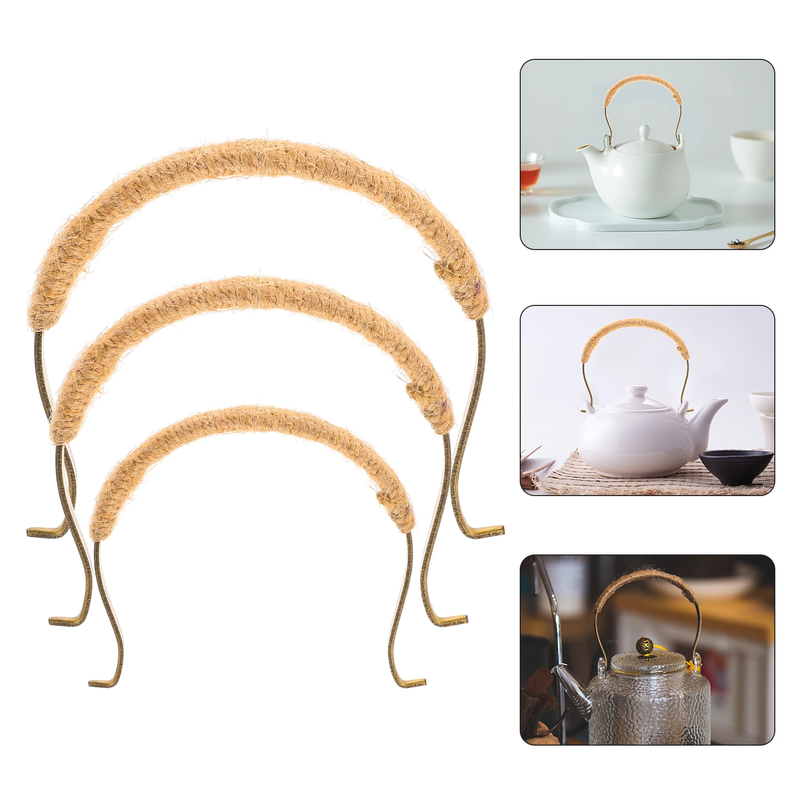 

3pcs Replaceable Handles Heat Resistant Beech Wood Grips Ergonomic Household Teapot Grip Retro Teapot Accessories