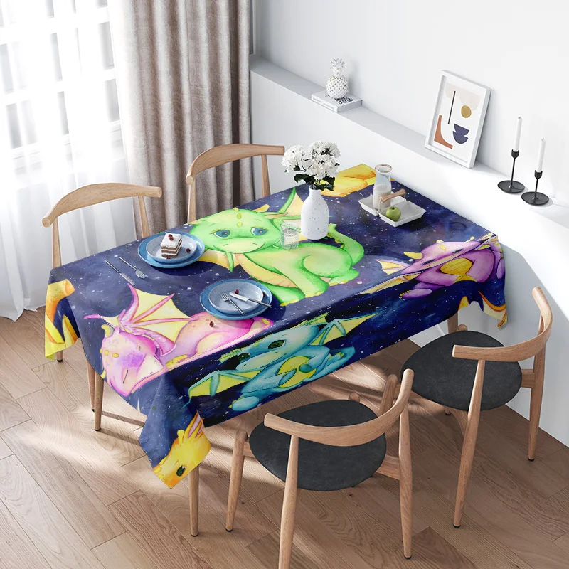 Vibrant Galaxy Unicorn TableclothArtistic Space-themed Dining Decoration for Kitchen or Bedroom Blue Multicolor Cartoon
