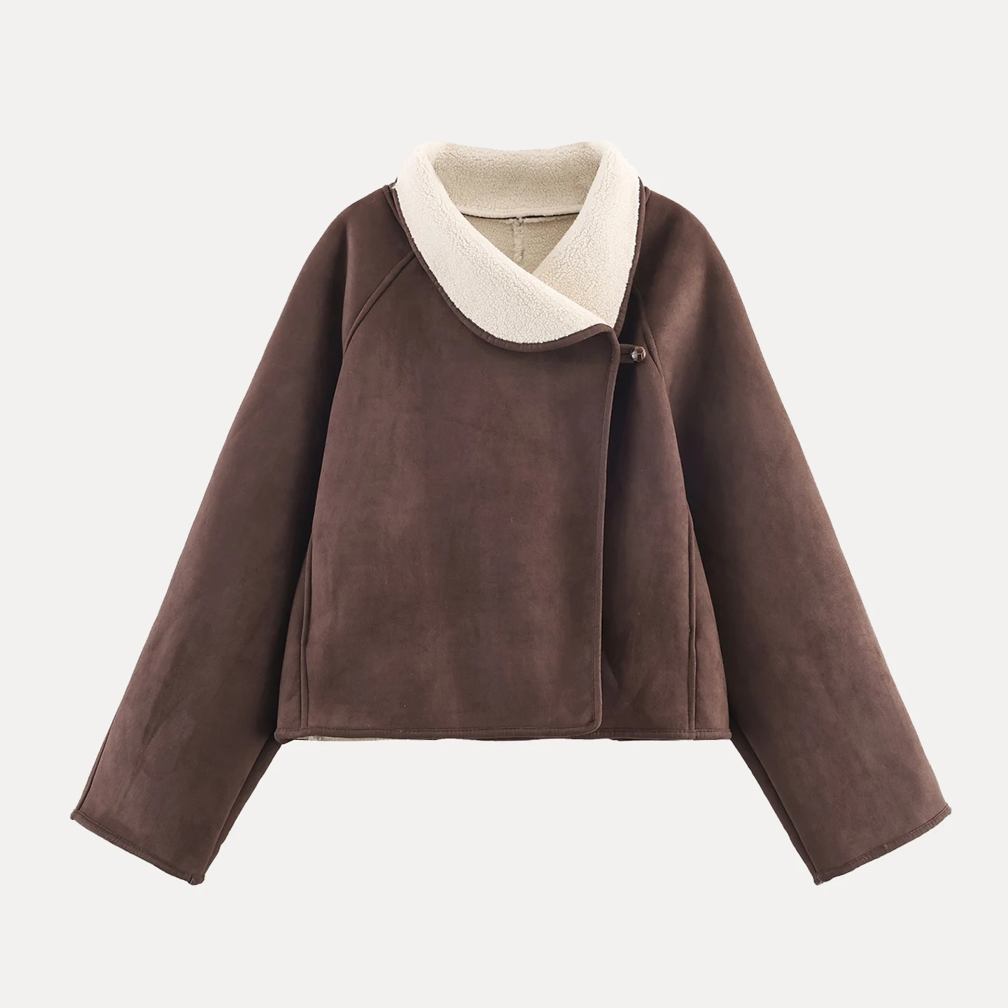 เสื้อโค้ทขนสัตว์เทียมแบบหลวมสำหรับผู้หญิง ปกเสื้อแบบวินเทจ แขนยาว ติดกระดุม รุ่นใหม่ล่าสุดสำหรับฤดูใบไม้ร่วง