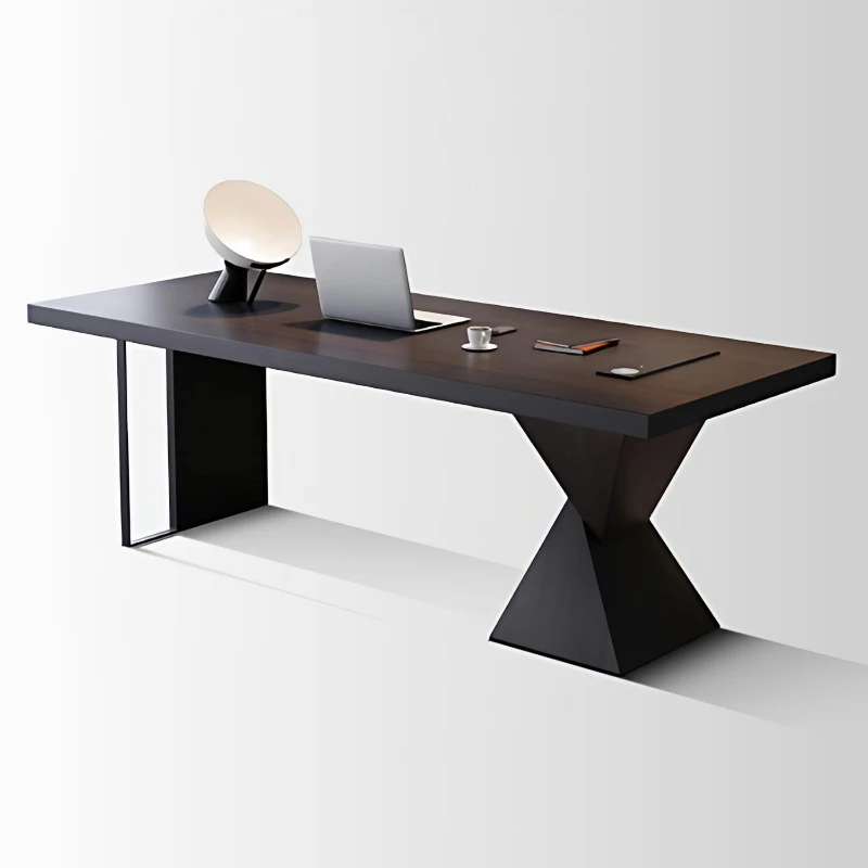 Modern home office furniture, wooden, cute artistic corner, computer desk, L-shaped high-tech manager, executive desk