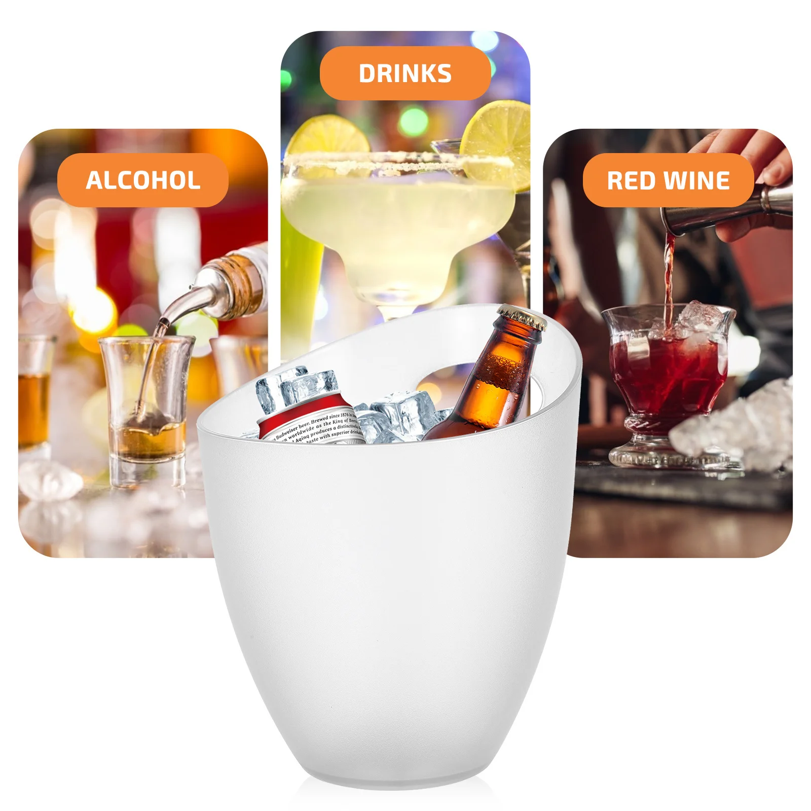 

1Pcs Ice Bucket Premium PP Material Smooth Single Handle Design for Home Bar Wine Beer Bottle Storage Elegant Modern Bevel