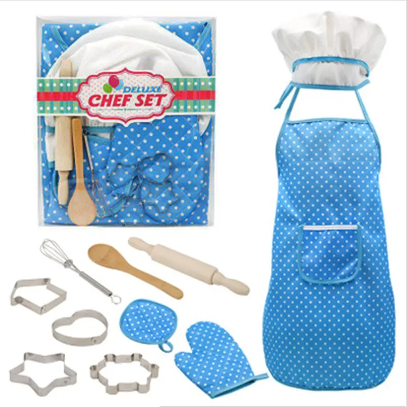 Jogar House Kitchen Toy Set para Meninas, Utensílios De Cozinha Infantil, Ferramentas de Cozimento, Bolo De Avental, Roupas De Chef