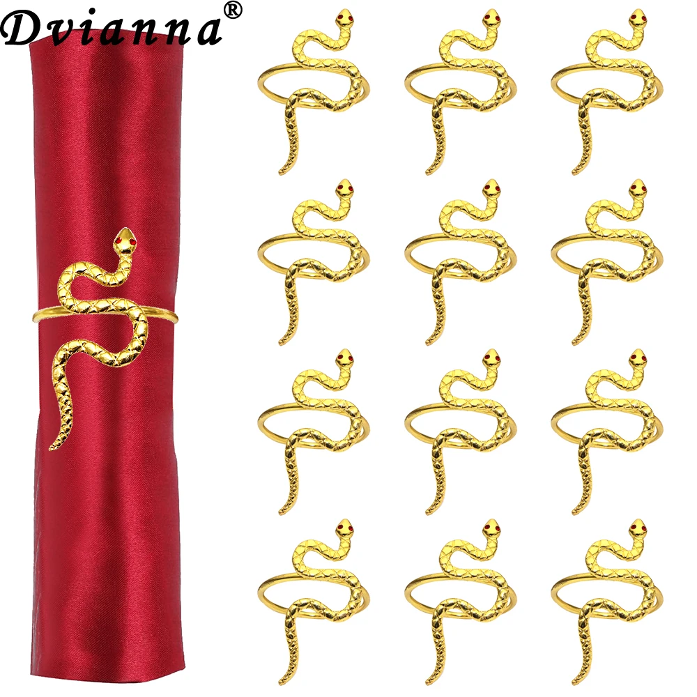 

12Pcs Snake Napkin Rings Red Rhinestone Cobra Napkin Holders Animal Napkin Buckle for Wedding Holiday Birthday Party Table Decor