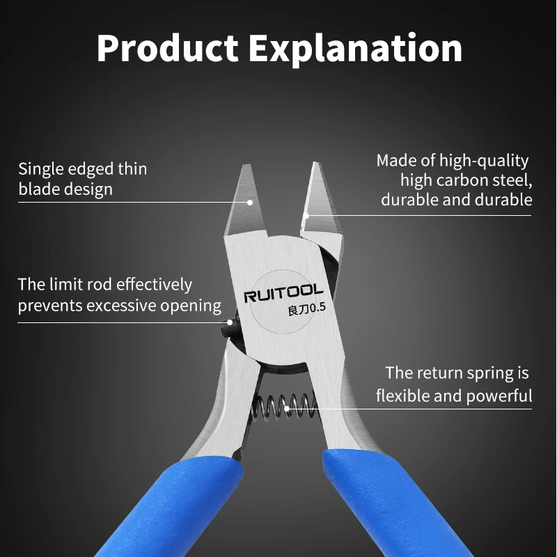 4.5'' Model Nippers Ultra-thin Single-Edged Pliers Plastic Model Tools with Non-Slip Handle for Gundam Building and Making