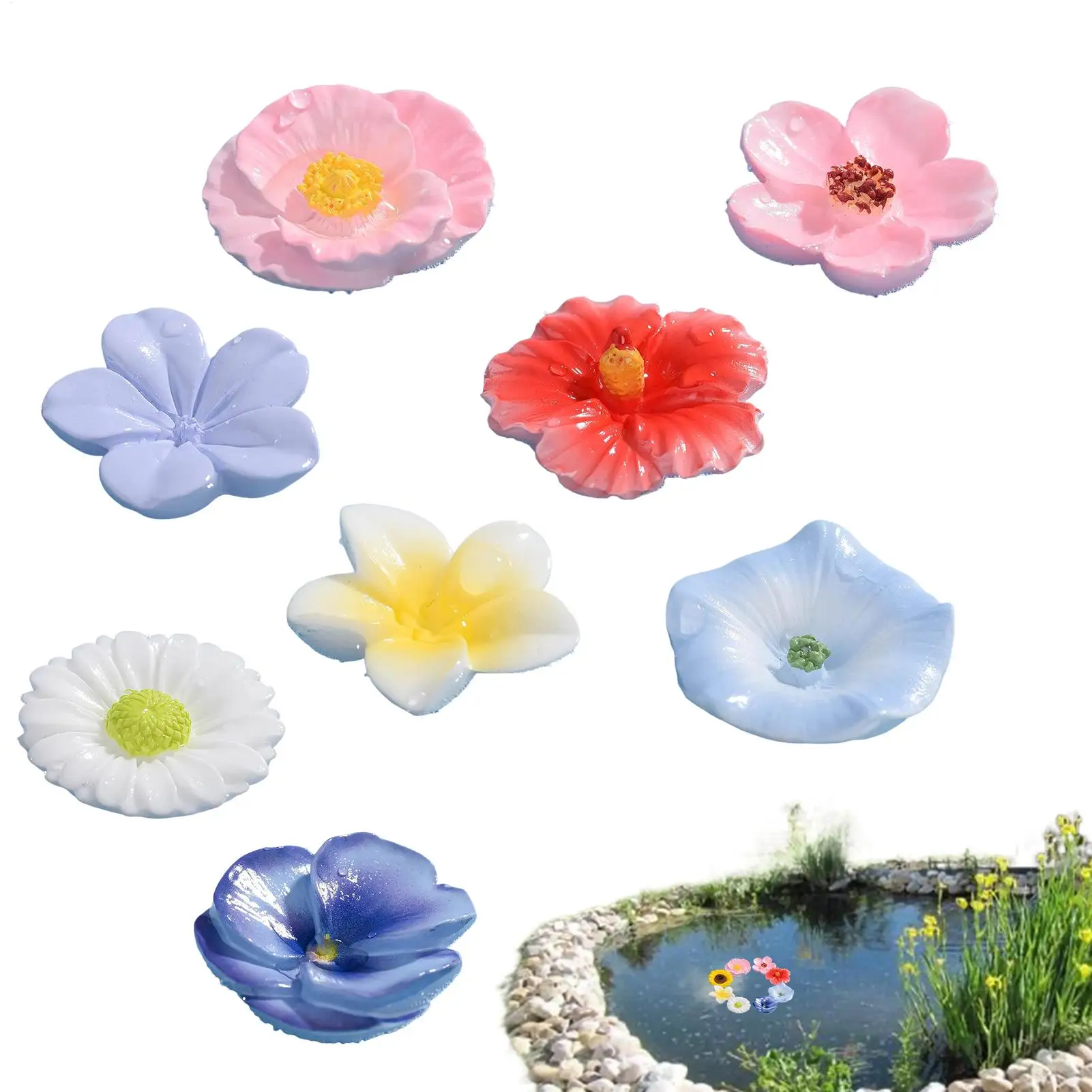 Bee Water Feeder Set Floating Resin Flower Insect Drinking Station Cute Weather-Resistant for Garden Decor Bee Watering Station