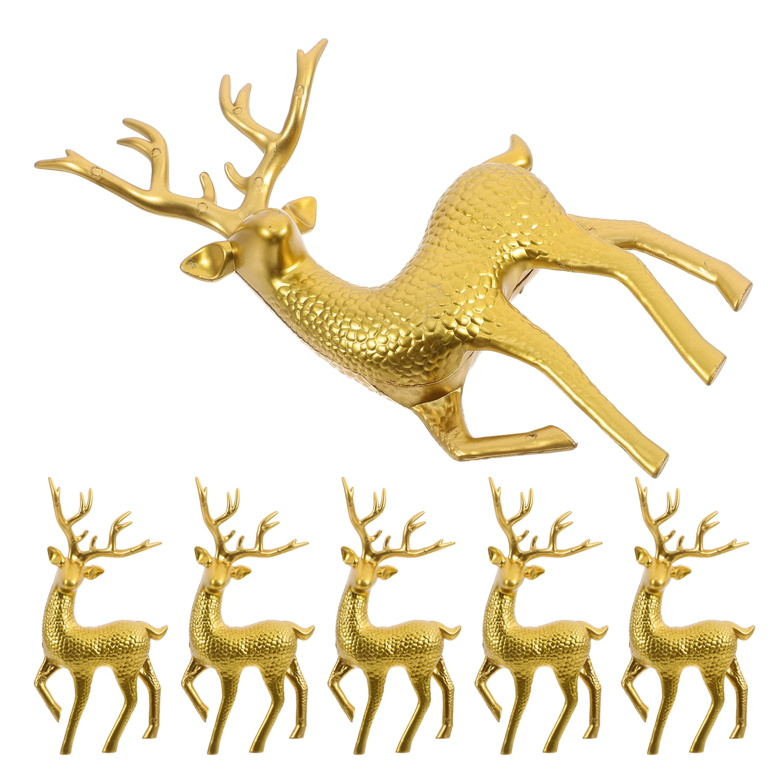 6 Pcs Reindeer Elk Decors Christmas Tree Decorations Statues Home Xmas Clear Ornaments Car Figurines