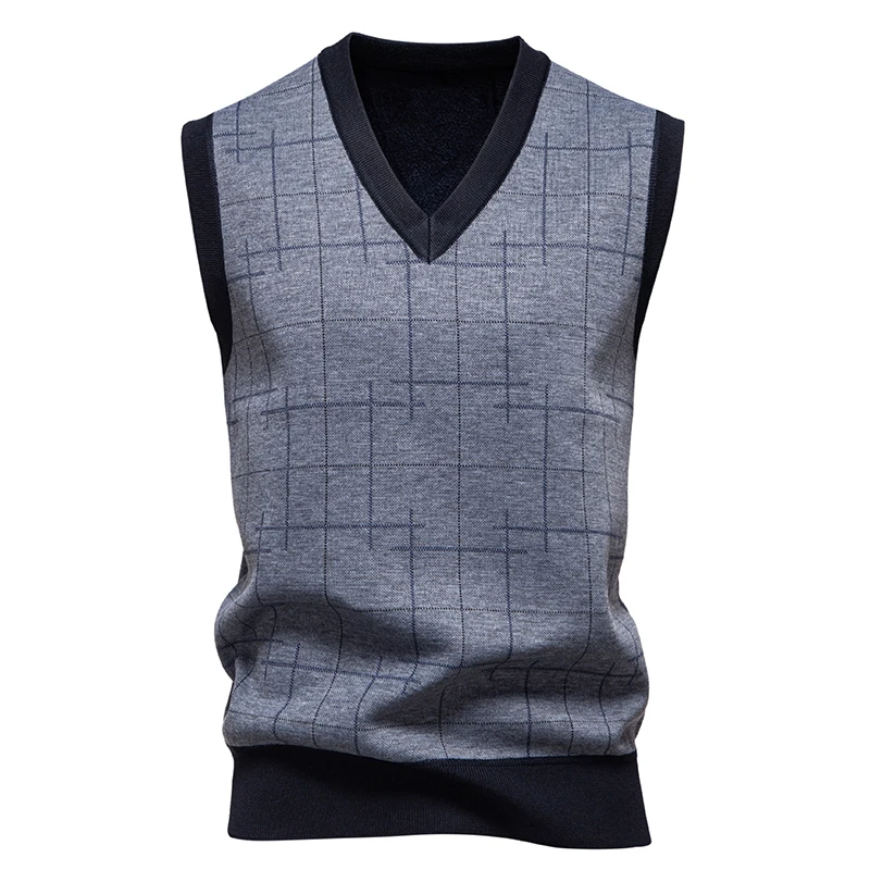 Trendy 2026 New Arrival Winter Men's Fleece Lined Pullover Loose Fit Warm Vest for Dad Senior Casual Comfortable Sweater Vest