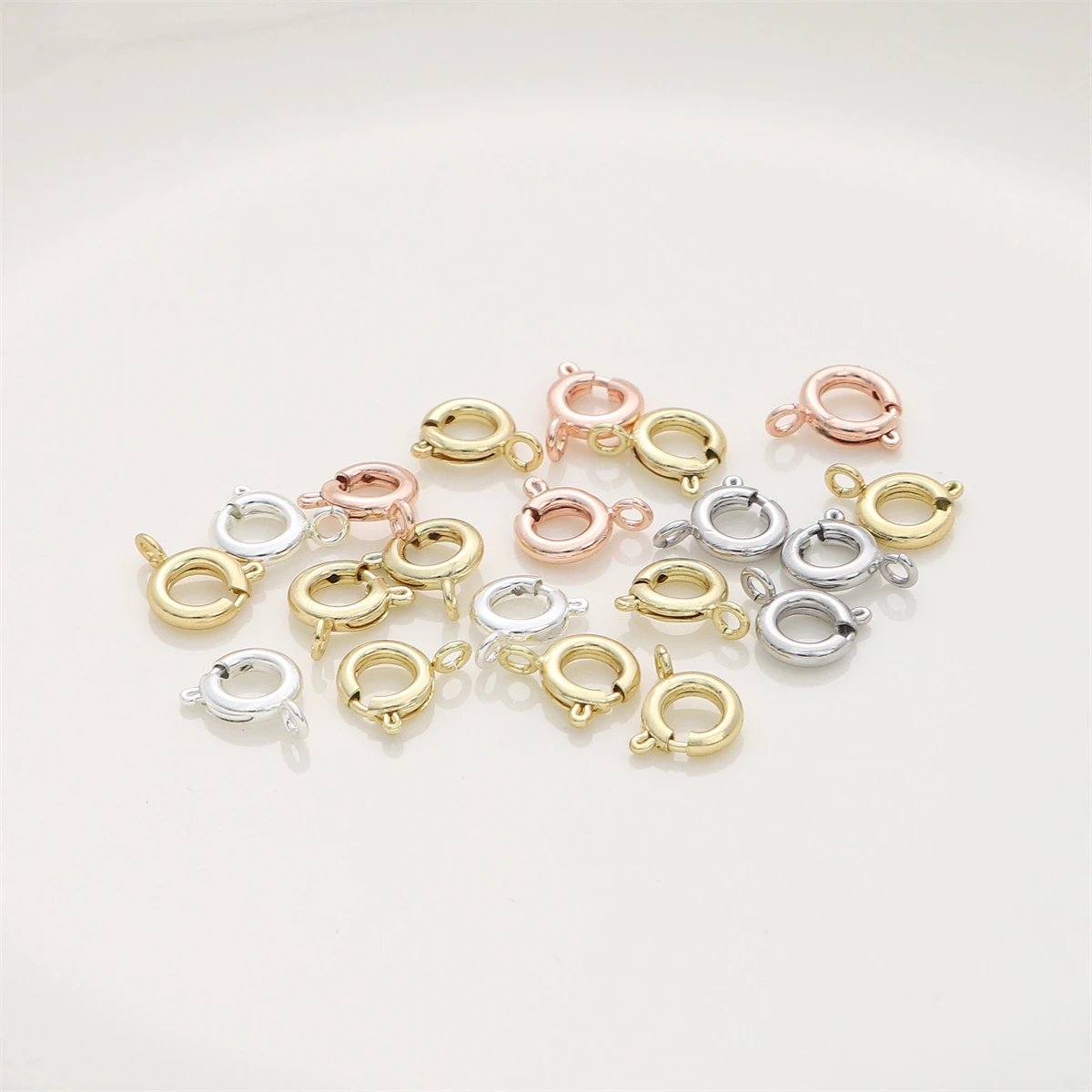 1Pc High Quality 14K/18K Platinum/Silver/Rose Gold Plating Color Retention Brass Spring Ring Clasps Gold Plated Hooks Connectors