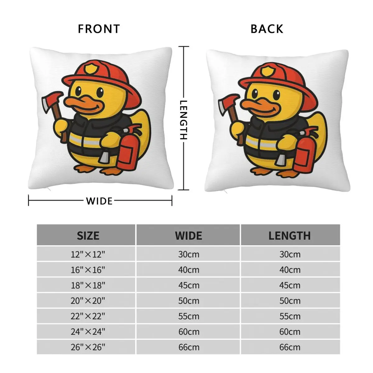 Firefighter Duck Fun Rubber Square Pillowcase Polyester Linen Velvet Pattern Zip Decor Home Cushion Cover