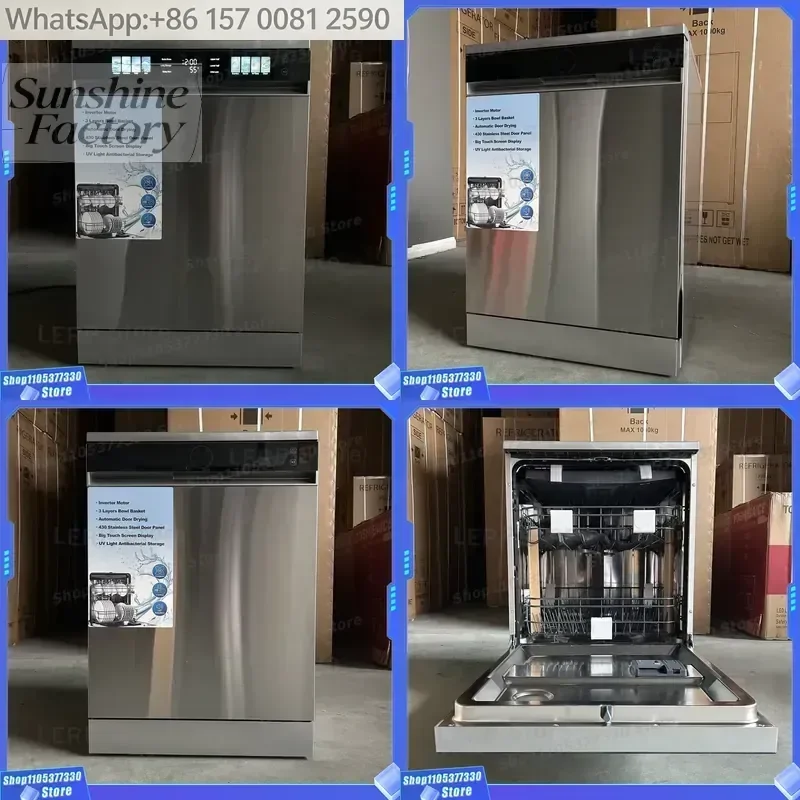 Dishwasher Stainless Steel Built-In Electric App-Controlled Automatic Cleaning 15 Sets Capacity Smart Household Hotel Use US