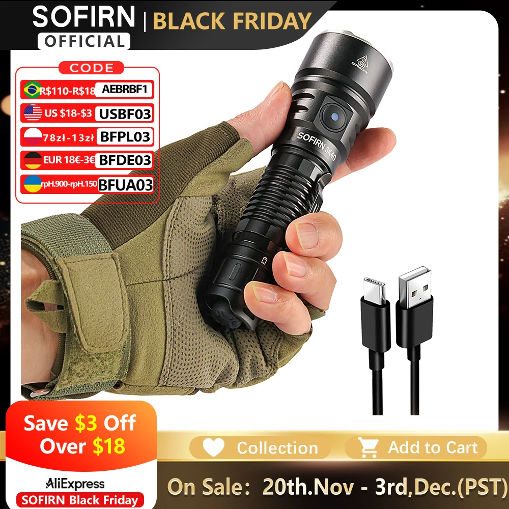 yZ[zSofirn SK40 21700 [dd SFT70 LED 3200lm ͂ȐpIȃg[` 580 [gX|bgCgt