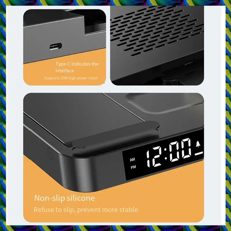 매일 사용 USB 플러그 시계 무선 충전기 무선 충전기 무선 충전 전화 스탠드 알람 시계 고속 충전 베이스
