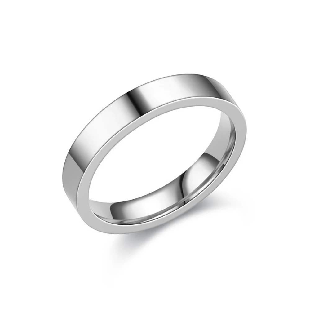 Couple's Glossy Flat Stainless Steel Ring Set
