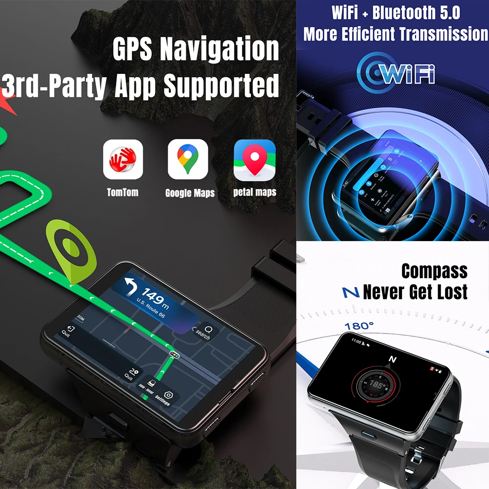 JingTider S999 2.88 INCH 4G Smart Watch MTK6761 Quad Core 4GB 64GB 5.0MP+13.0MP Dual Cameras Smartwatch 2300mAh Battery GPS WIFI