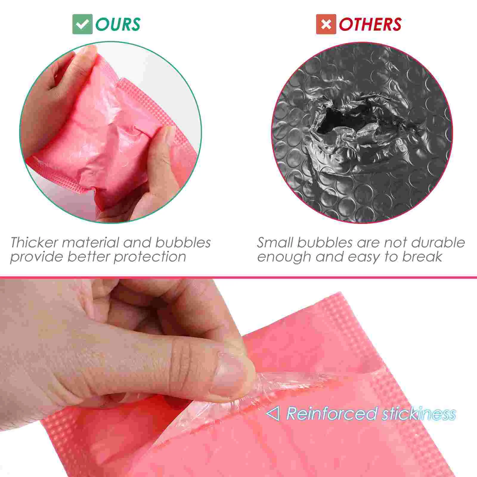 NUOBESTY 50 stuks schokbestendige gewatteerde bubble-enveloppen bubble mailers waterdichte bubble verpakking envelop (roze, 15x11cm)