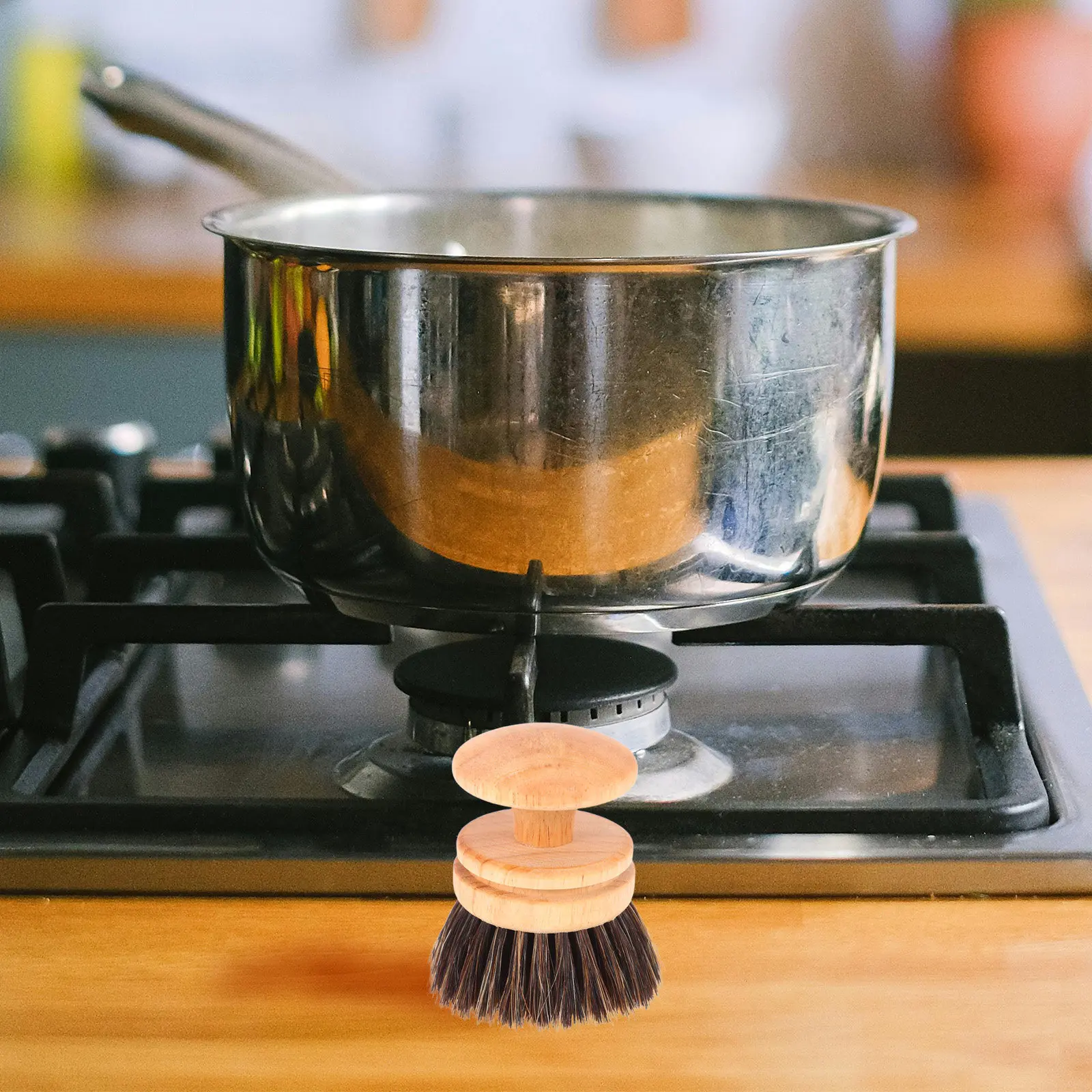 Cleaning Brush Solid Wood Horsehair Broom Dish Scrub Natural Wooden H Broom Kitchen Utensils Furniture Floors Long Lasting