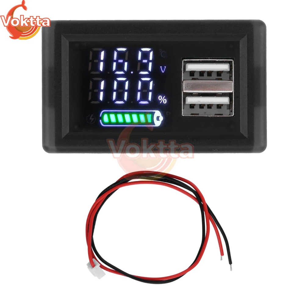 DC 9-24V Battery Capacity Indicator LED Digital Display Power Indicator USB Type-C Dual Interface Voltmeter Voltage Tester Tools