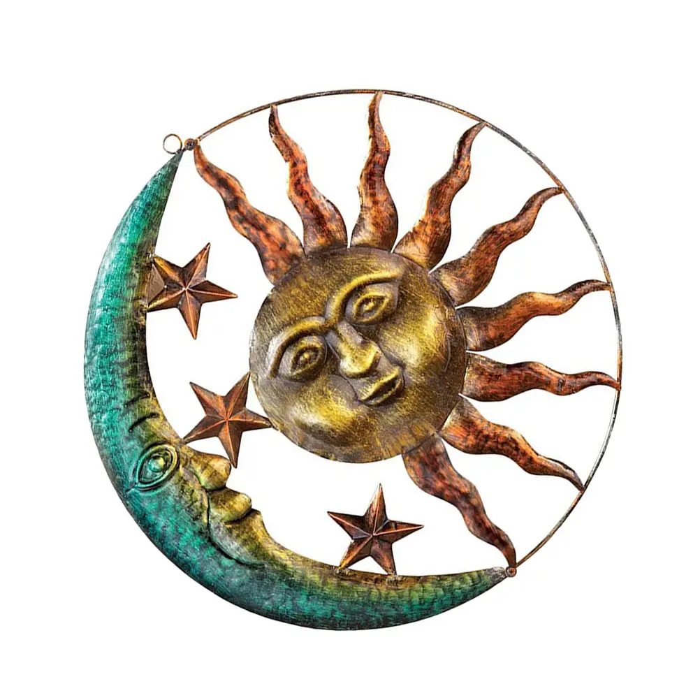 

1 pc Sun Moon Wall Hanging Decor 29cm Diameter Iron Home Ornament Detachable Garden Patio Photography Prop Gift Choice