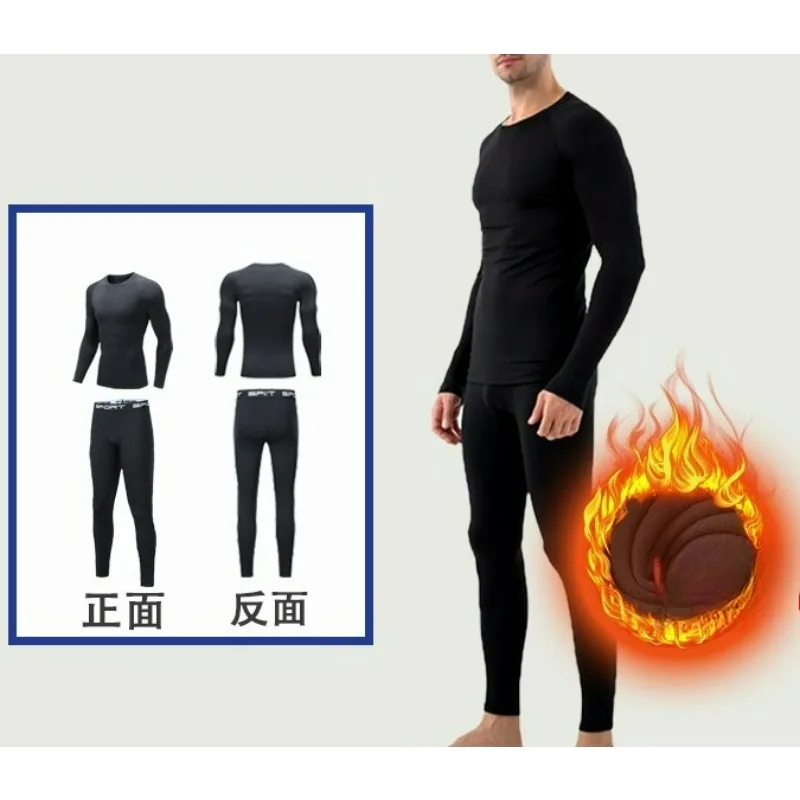 مجموعة مخملية سميكة وضيقة للرجال للياقة البدنية والرياضة ومرونة عالية وضغط وسرعة الجفاف ملابس كرة السلة في الهواء الطلق