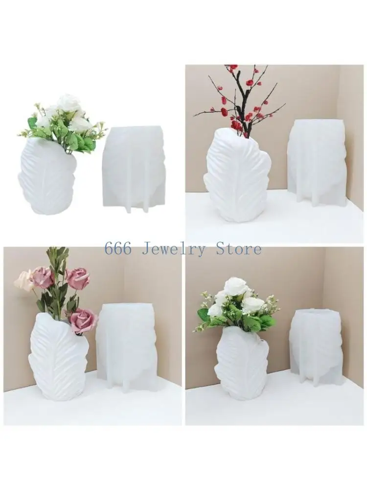 

F2TD формы для цветочных горшков, силиконовые бетонные формы, узор в виде листьев, принадлежности для ручного изготовления, ваза