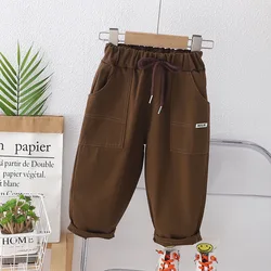 2024 primavera autunno bambini ragazzi pantaloni tasca in cotone sciolto solido elasticizzato coulisse bambino ragazzi pantaloni bambini ragazzi pantaloni