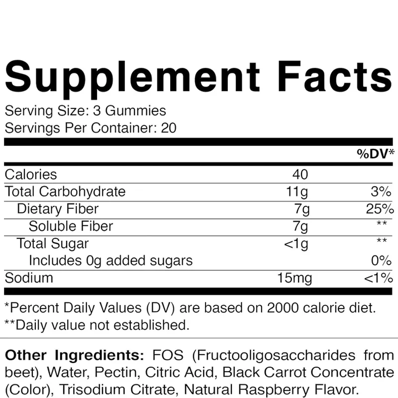 حلوى ناعمة من ألياف البريبايوتيك للبالغين - ألياف 7 جرام قوية للغاية - إضافة سكر بدون 60 حلوى ناعمة على أساس البكتين