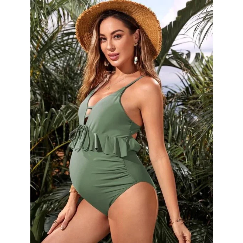 Sexy Women One Piece Swimsuit Maternity Tankinis Women Summer Solid Swimsuit Beachwear Pregnant Suit Maternity Swimwear