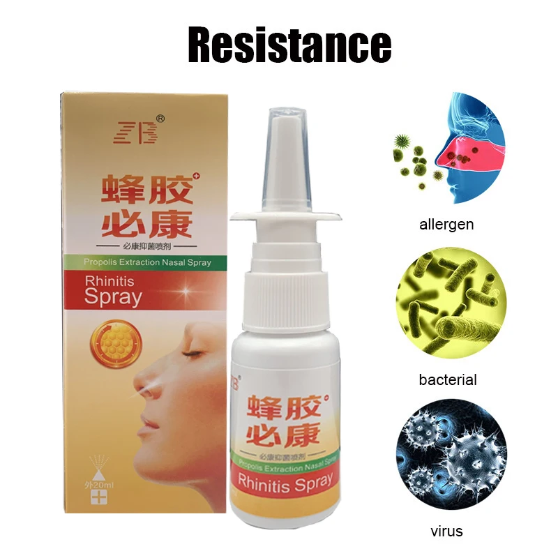 20ML Propolis Nasal Sprays Antibacterial Treatment Chronic Allergic Seasonal Rhinitis Sinusitis Nose Care Anti-Snore Apparatus