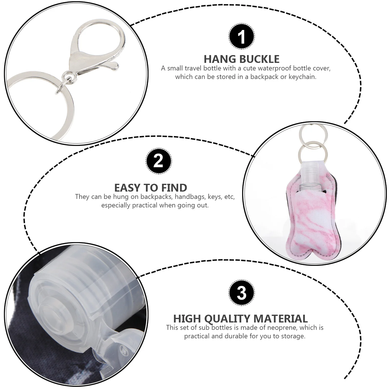 

1 set 1 Set Marble Pattern Neoprene Sub Bottles Reusable Waterproof Squeeze Travel Lotion Bottle Portable Refillable Liquid Soap