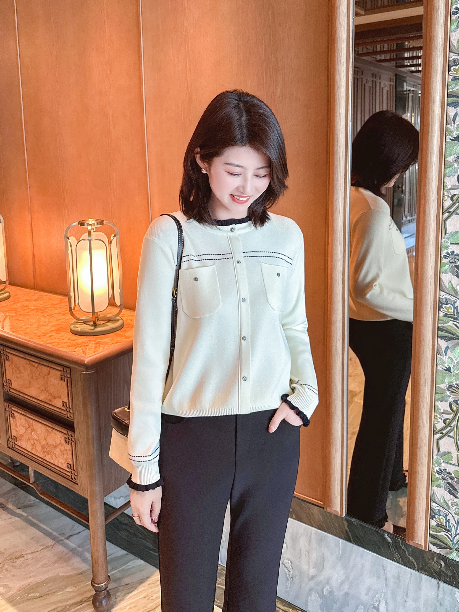 

Вязаный топ Zillal Spring Symphony Color Blo с круглым вырезом и длинными рукавами, легкий, роскошный, повседневный, модный, женский, в стиле кэжуал