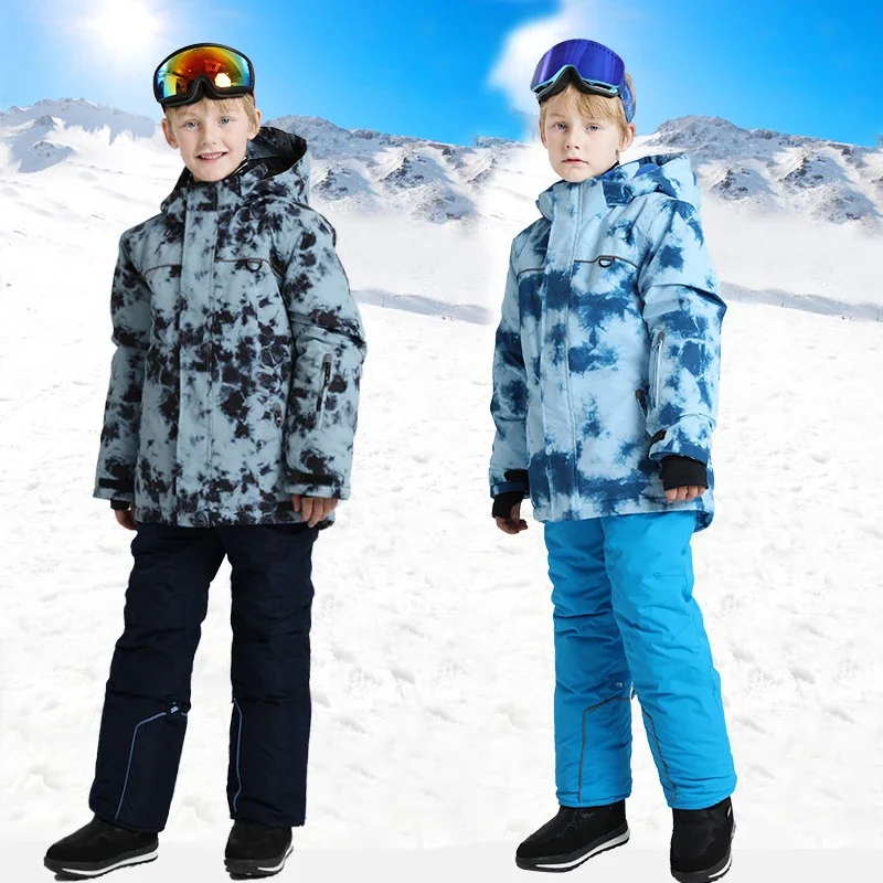 Winter Outdoor Kinder Ski Trainings anzug warme Fleece Jacke Hosen Kinder Schnee Kleidung Sets wasserdichte Teeneger Boy Girl Schnee anzüge