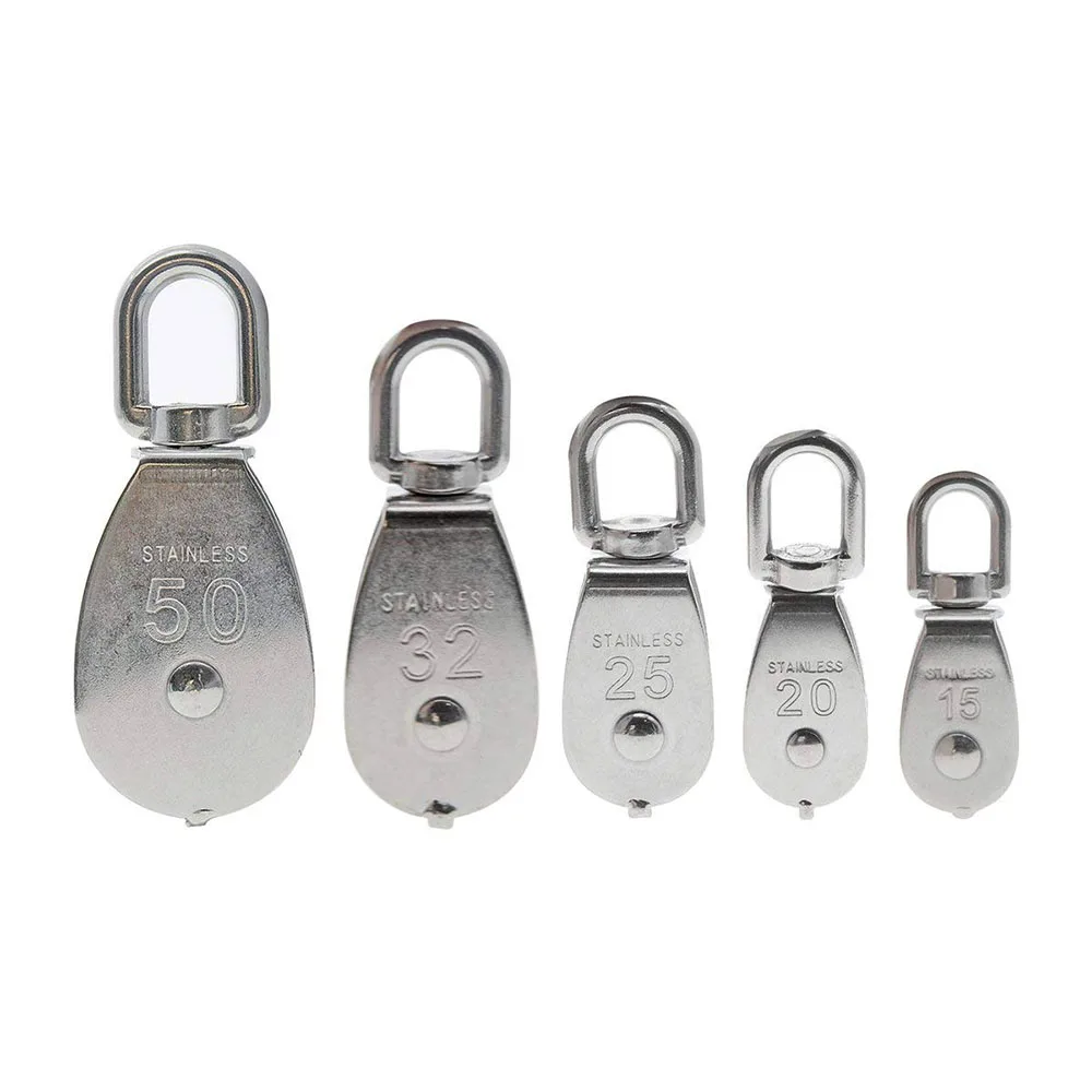 Single Wheel Swivel Lifting Rope Pulley  304 Stainless Steel Pulley Heavy Duty Lifting Wheel Towing Tools M15 M20 M25 M32 M50