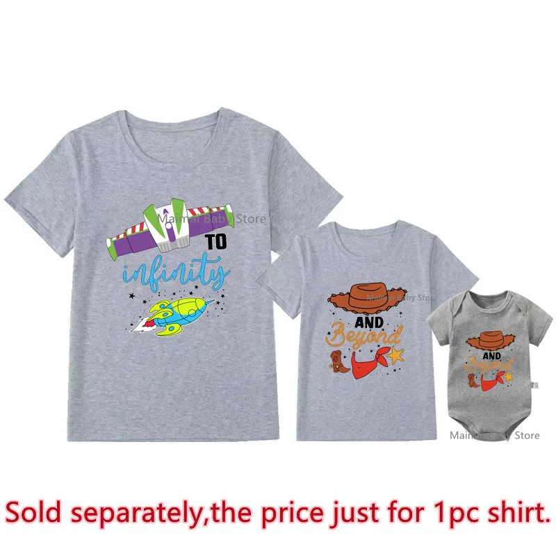 New Disney Toy Story Shirts To Infinity and Beyond Family Matching Outfits Funny Cotton Dad Mom and Me Disneyland Trip Tshirts