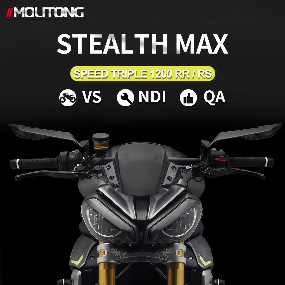 Adjustable Stealth Max Mirror Kits for Triumph Street Triple RS S R 765 R Motorcycle Rotatable Custom Rearview Mirrors