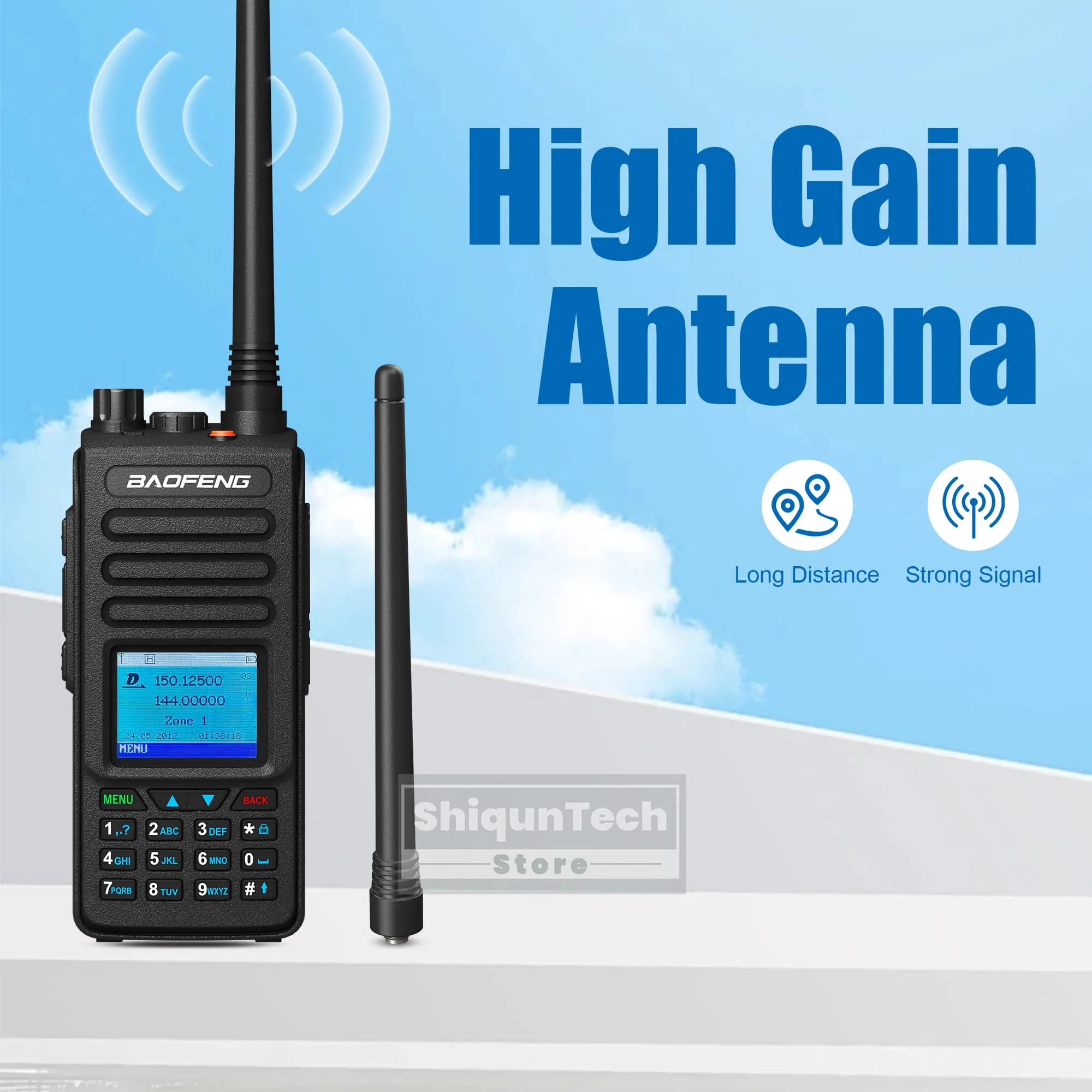 DM-1702 نظام تحديد المواقع اسلكية تخاطب Baofeng DMR راديو GPS AES256 التشفير 5 واط الوضع المزدوج التناظرية ثنائي النطاق SMS نص تدليك إنذار وظيفة