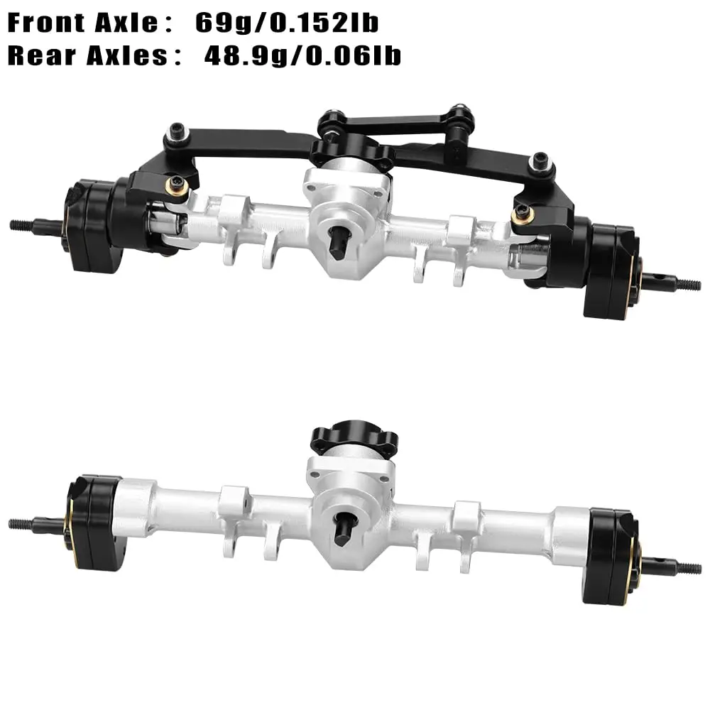 GLOBACT Aluminum Brass Axle Front Rear Portal Axle Housing with Steel Gears and Drive Shaft for 1/24 Axial SCX24 RC Crawler Car