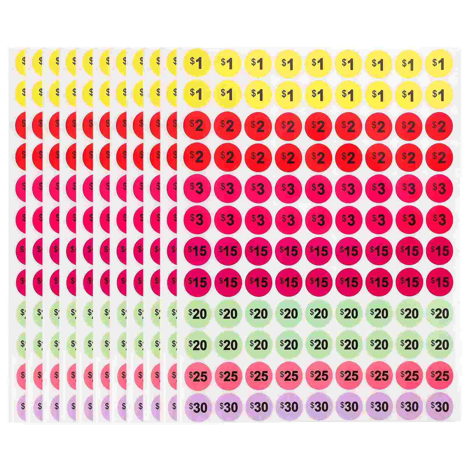 10 листов, наклейки для гаражных продаж в супермаркетах, торговых центрах, ценников на доллары, розничных магазинах