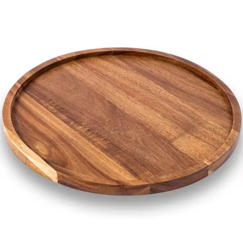 

Wooden dinner plate Round tea plate Waterproof solid wood plate Dried fruit wooden disc