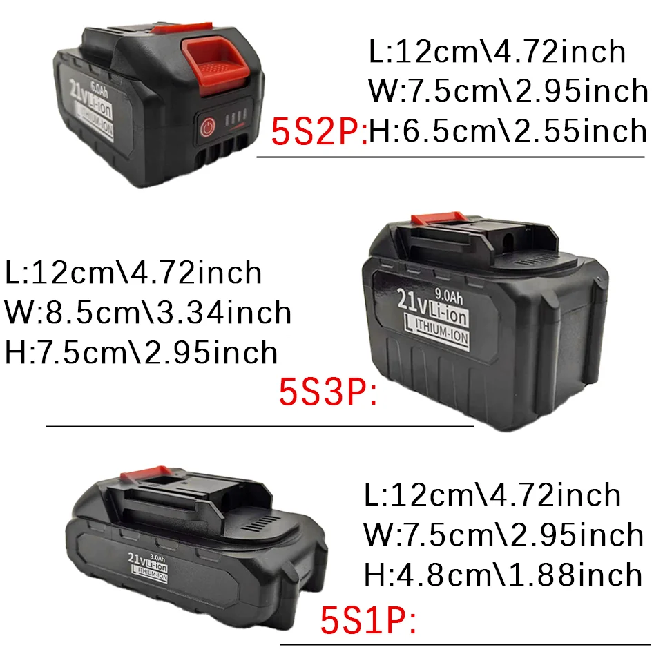 21V 6Ah 9Ah 5S2P 5S3P High-Power Rechargeable Lithium-Ion Battery for Makita 18V 20V Cordless Dirll/Brushless Wrench/Screwdriver