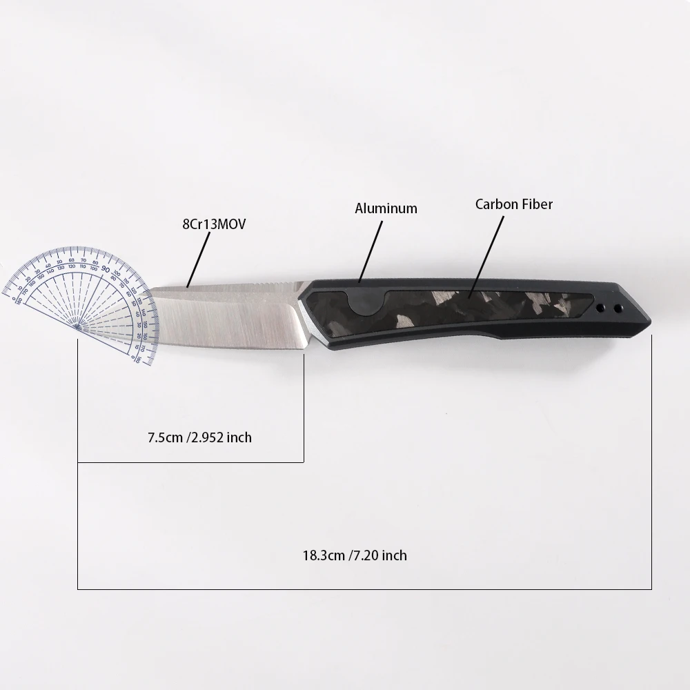Imagem -06 - Folding Pocket Knife para Ferramenta ao ar Livre Aviação Alumínio Carbon Fiber Handle 8cr13mov Lâmina Exterior 7050